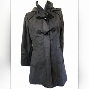 YOKI Outerwear Collection Women's Size Small Grey Wool Blend Duffle Coat Jacket